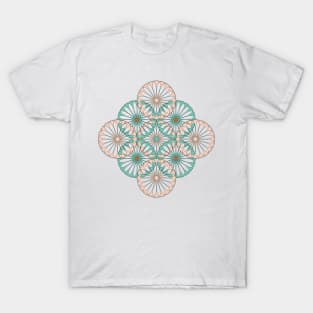 Spanish Tile - Entwined - Pink,Teal T-Shirt